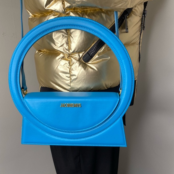 Jacquemus Le Grand Rond (LARGE ROUND) Blue Leather Bag NWT & Authentic - Picture 4 of 17